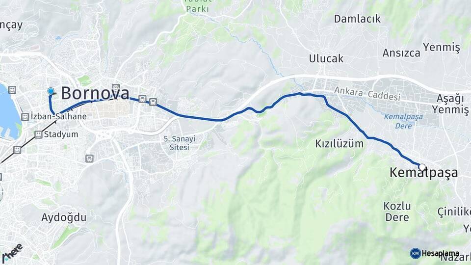 İzmir Bayraklı Kemalpaşa Arası Kaç Km - Yol Haritası