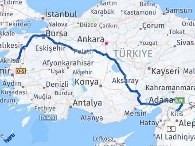 İzmir Bergama Kilis Arası Kaç Km - Yol Haritası