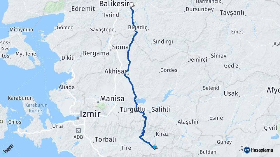 İzmir Beydağ Balıkesir Arası Kaç Km - Yol Haritası
