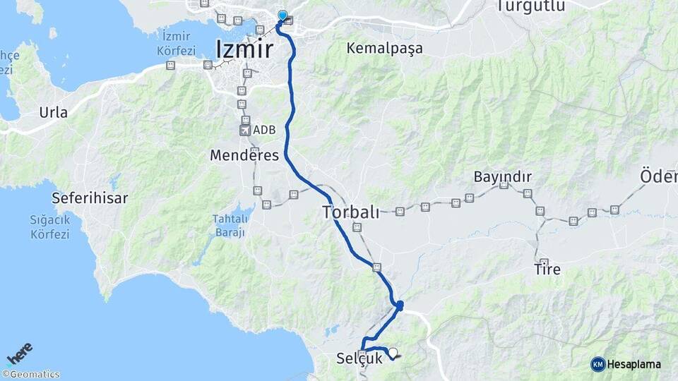 İzmir Bornova Şirince Selçuk Arası Kaç Km - Yol Haritası