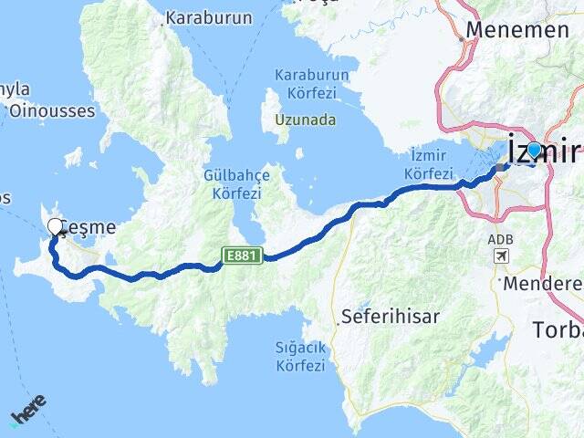 İzmir Bornova Yeşilova Çeşme Arası Kaç Km - Yol Haritası