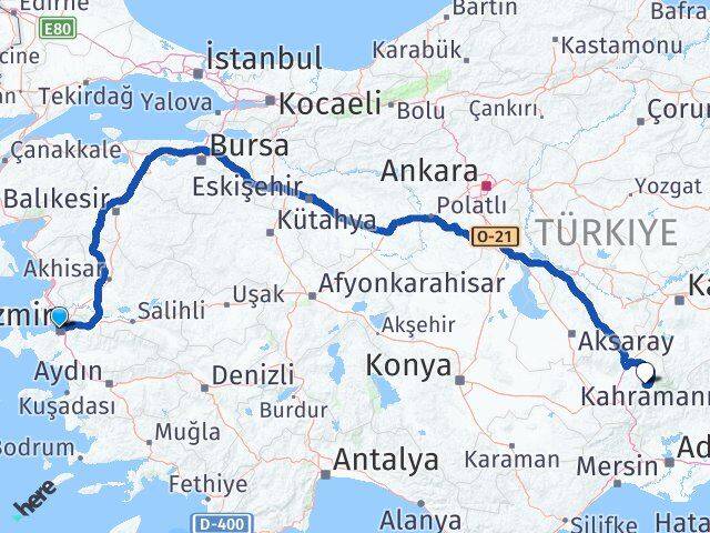 İzmir Çamardı Niğde Arası Kaç Km - Yol Haritası
