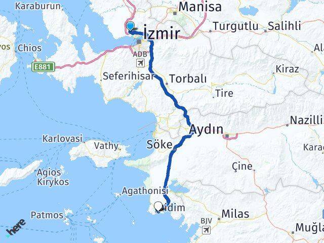 İzmir Çiğli Altınkum Didim Aydın Arası Kaç Km - Yol Haritası