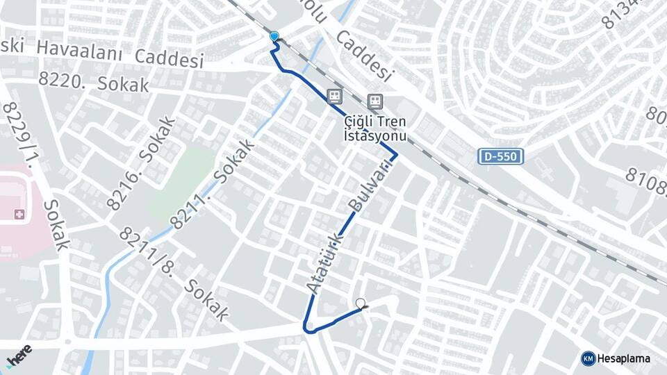 İzmir Çiğli Ataşehir Çiğli Arası Kaç Km - Yol Haritası