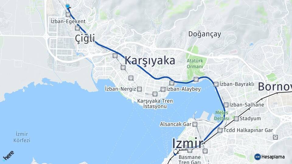 İzmir Çiğli Balatçık Konak Arası Kaç Km - Yol Haritası