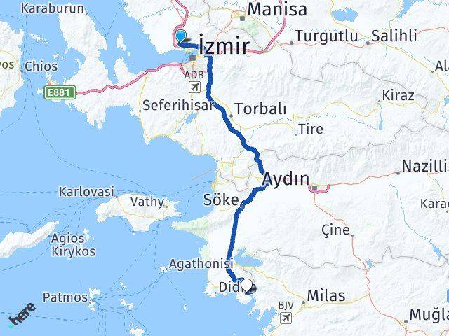 İzmir Çiğli Bozbük Milas Muğla Arası Kaç Km - Yol Haritası