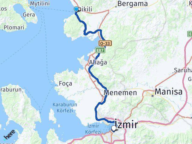 İzmir Dikili Ballıkuyu Konak Arası Kaç Km - Yol Haritası