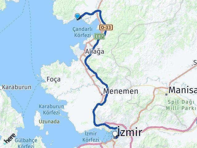 İzmir Dikili Çandarlı Arası Kaç Km - Yol Haritası