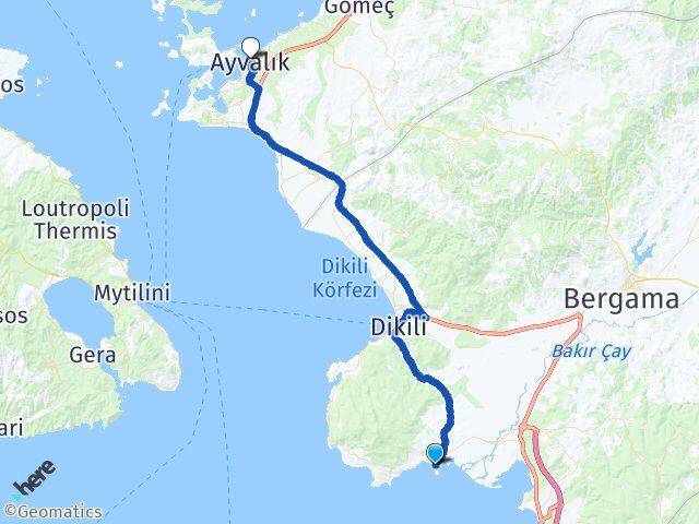 İzmir Dikili Çandarlı Ayvalık Balıkesir Arası Kaç Km - Yol Haritası