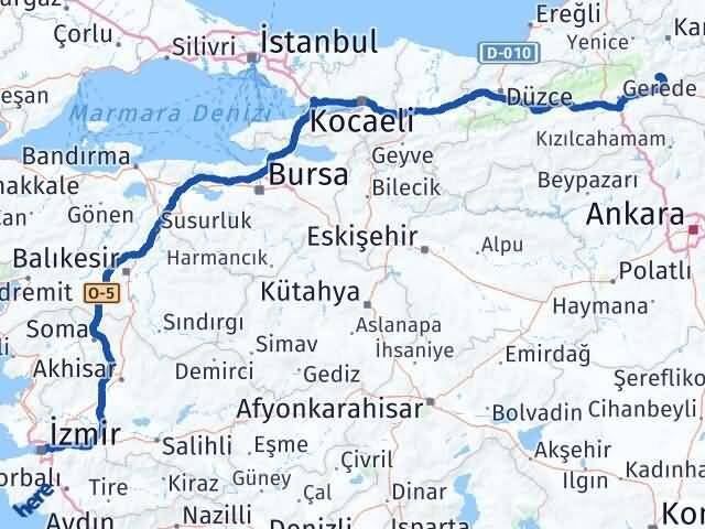 İzmir Eskipazar Karabük Arası Kaç Km - Yol Haritası