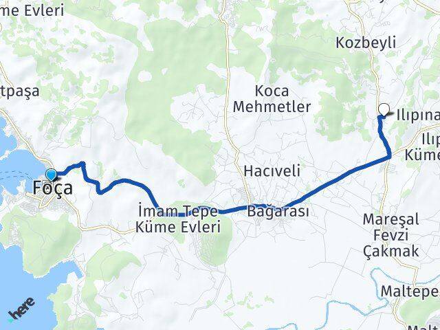 İzmir Foça Yeniköy Foça Arası Kaç Km - Yol Haritası