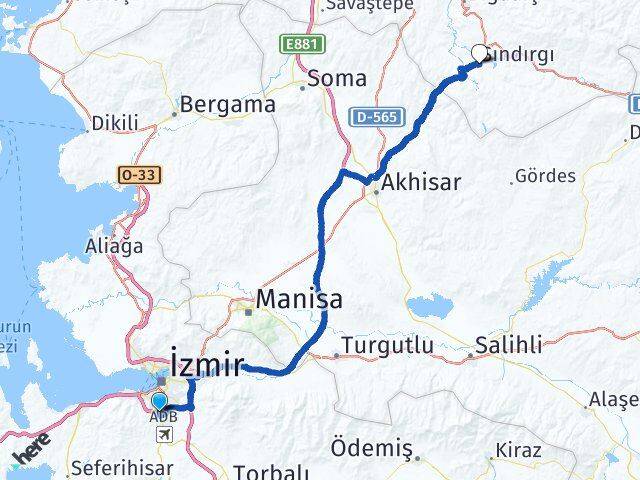 İzmir Gaziemir Aktepe Sındırgı Balıkesir Arası Kaç Km - Yol Haritası