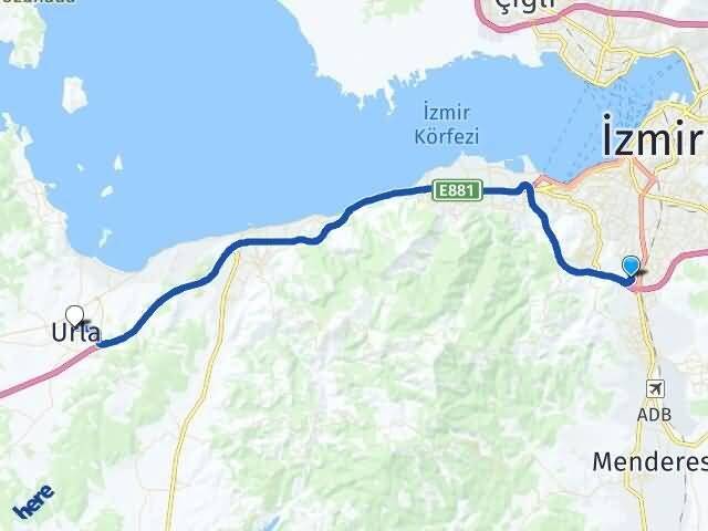 İzmir Gaziemir Aktepe Urla Arası Kaç Km - Yol Haritası