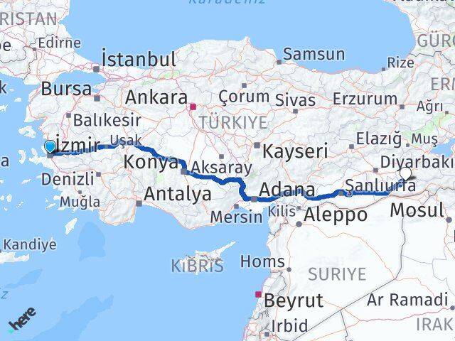 İzmir Gercüş Batman Arası Kaç Km - Yol Haritası