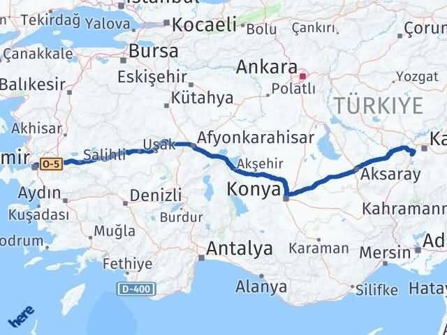 İzmir İncesu Kayseri Arası Kaç Km - Yol Haritası