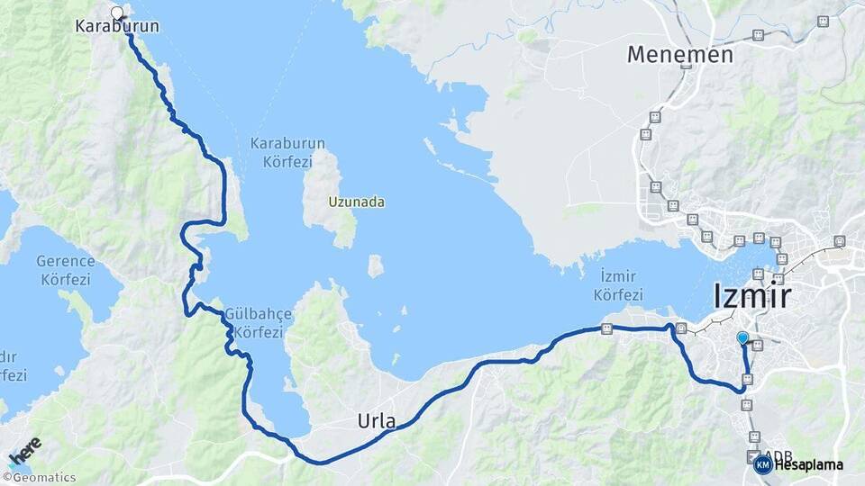 İzmir Karabağlar Karaburun Arası Kaç Km - Yol Haritası