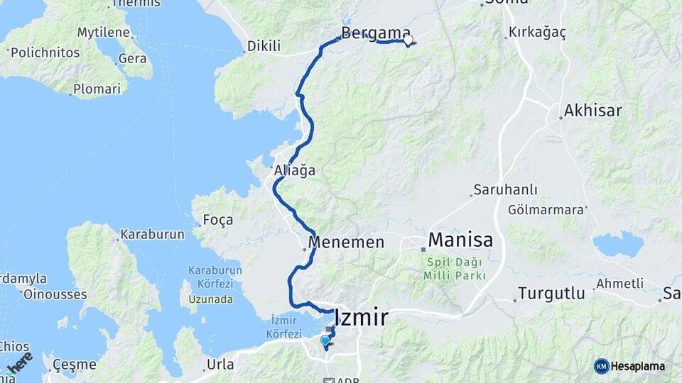 İzmir Karabağlar Kınık Arası Kaç Km - Yol Haritası