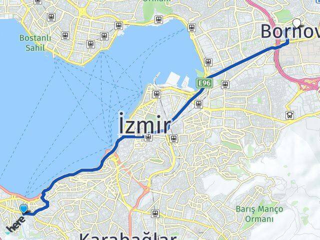 İzmir Karabağlar Poligon Bornova Arası Kaç Km - Yol Haritası