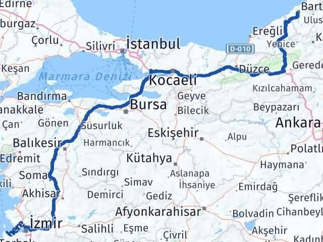 İzmir Karşıyaka Bartın Arası Kaç Km - Yol Haritası