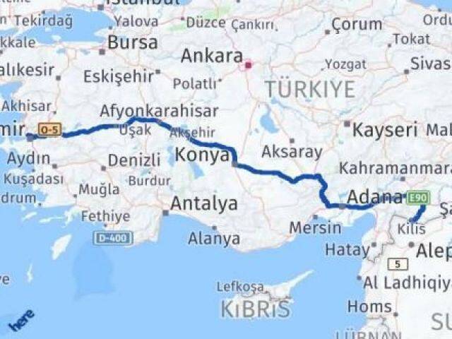 İzmir Karşıyaka Kilis Arası Kaç Km - Yol Haritası