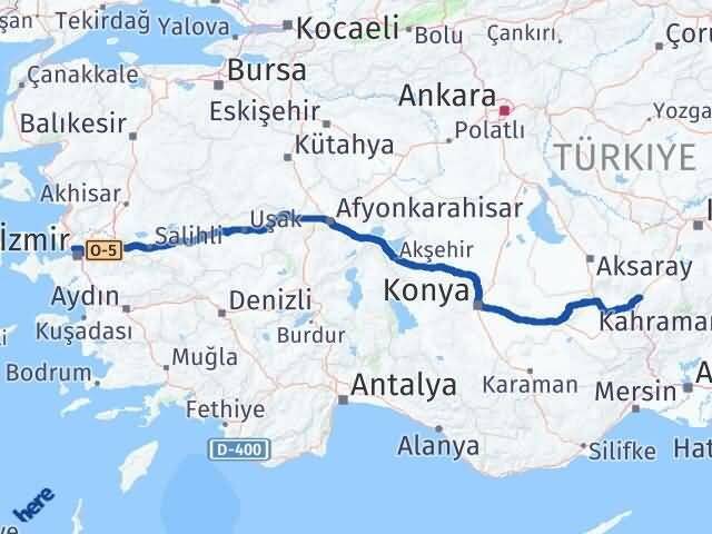 İzmir Karşıyaka Niğde Arası Kaç Km - Yol Haritası