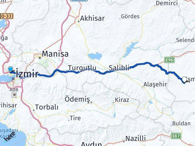 İzmir Karşıyaka Örnekköy Eşme Uşak Arası Kaç Km - Yol Haritası
