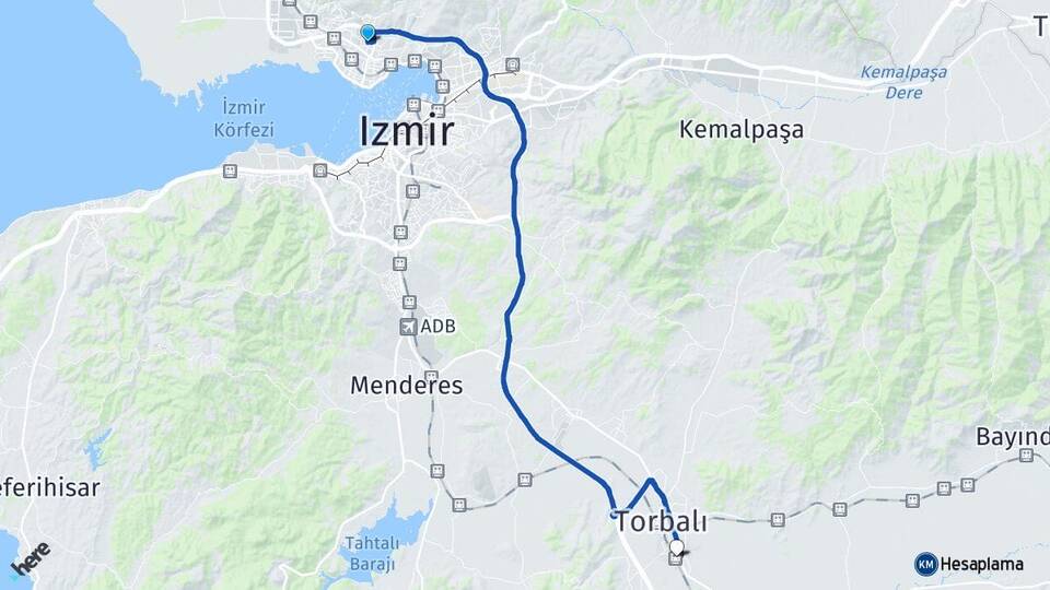 İzmir Karşıyaka Tepeköy Torbalı Arası Kaç Km - Yol Haritası
