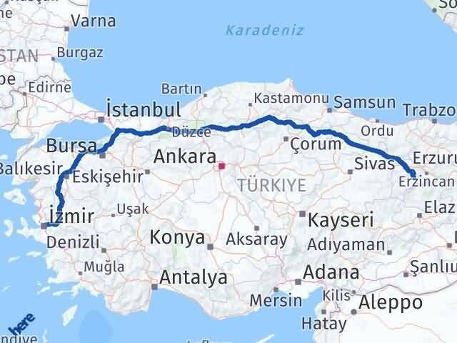 İzmir Kemah Erzincan Arası Kaç Saat? Yol Haritası, Yakıt, Rota ve Mesafe Hesaplama İzmir Kemah Erzincan Arası Kaç Km? Kaç Saat? Yol Haritası