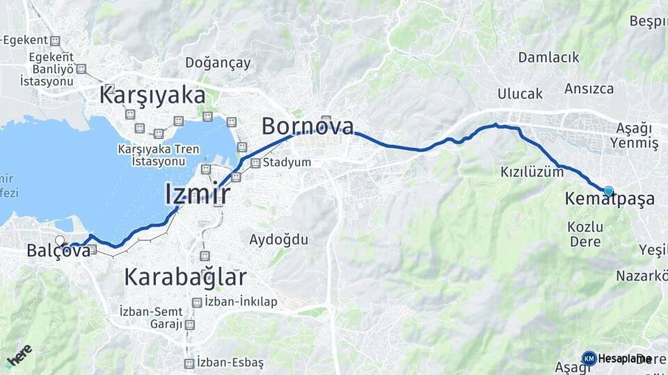 İzmir Kemalpaşa Balçova Arası Kaç Km - Yol Haritası