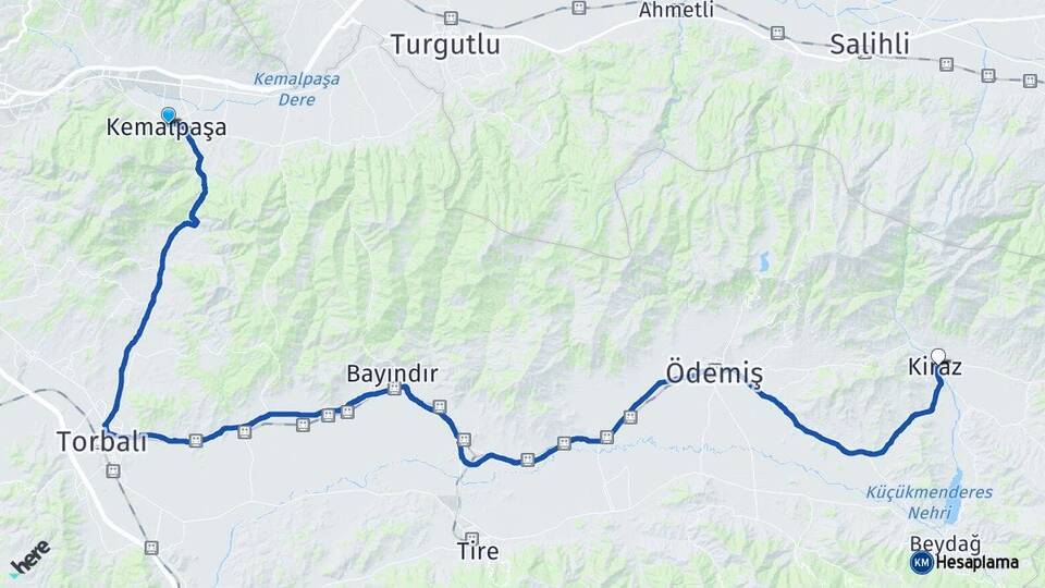 İzmir Kemalpaşa Kiraz Arası Kaç Km - Yol Haritası