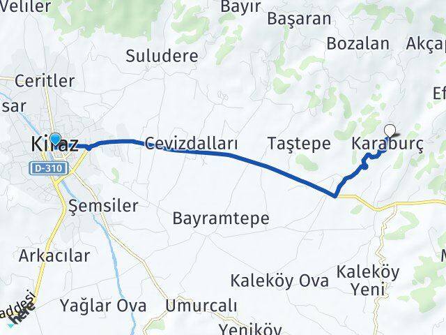 İzmir Kiraz Karaburç Kiraz Arası Kaç Km - Yol Haritası