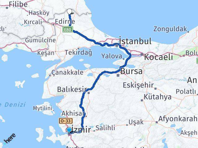 İzmir Kofçaz Kırklareli Arası Kaç Km - Yol Haritası