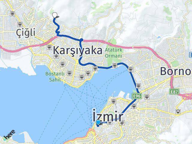 İzmir Konak Evka-6 Çiğli Arası Kaç Km - Yol Haritası