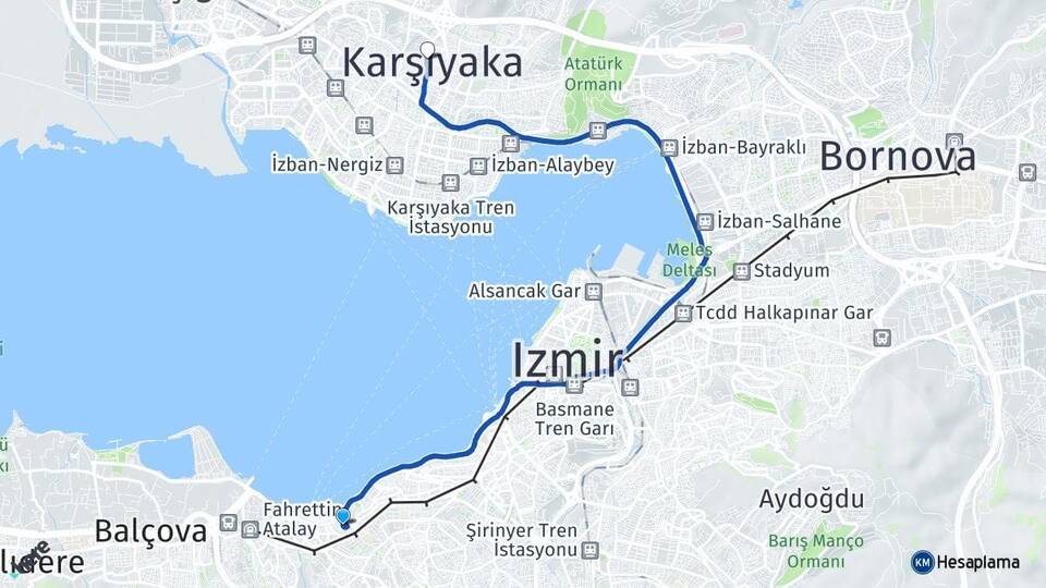 İzmir Konak Göztepe Karşıyaka Arası Kaç Km - Yol Haritası