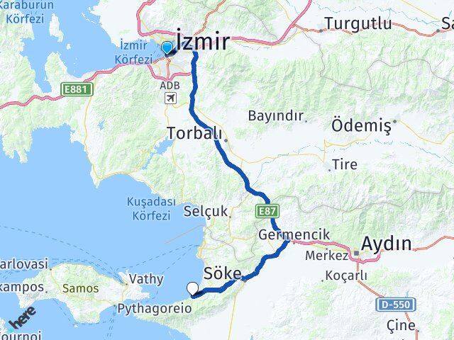 İzmir Konak Güzelçamlı Kuşadası Aydın Arası Kaç Km - Yol Haritası