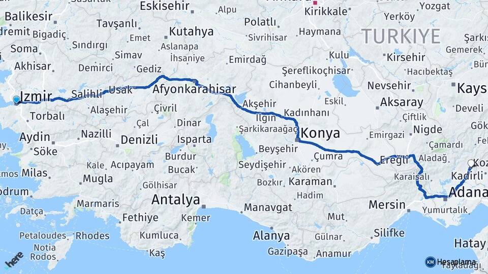İzmir Kozan Adana Arası Kaç Saat? Yol Haritası, Yakıt, Rota ve Mesafe Hesaplama İzmir Kozan Adana Arası Kaç Km? Kaç Saat? Yol Haritası
