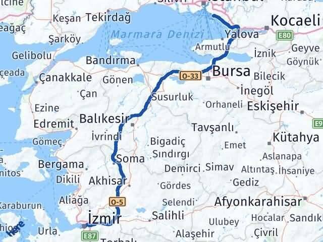İzmir Maltepe İstanbul Arası Kaç Km - Yol Haritası