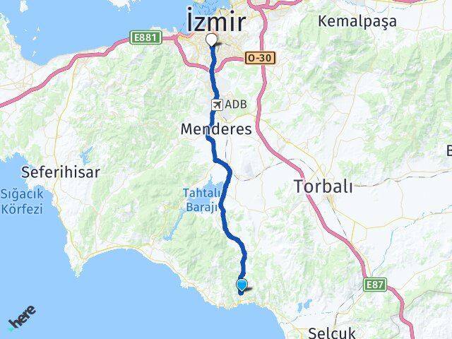 İzmir Menderes Ahmetbeyli Karabağlar Arası Kaç Km - Yol Haritası