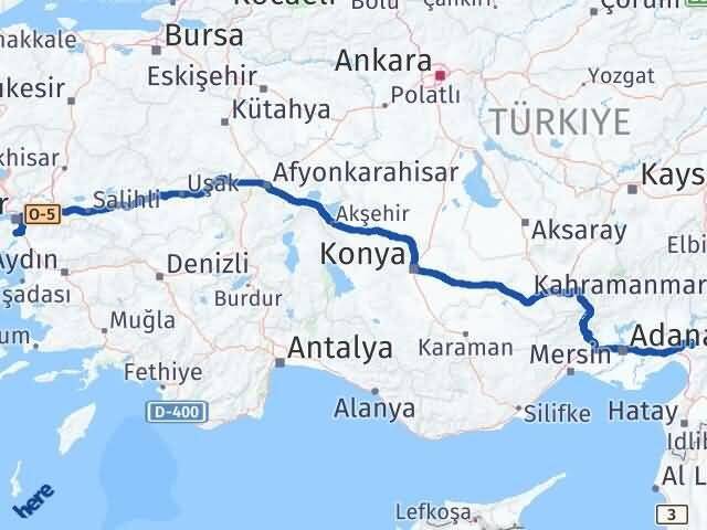 İzmir Menderes Osmaniye Arası Kaç Km - Yol Haritası