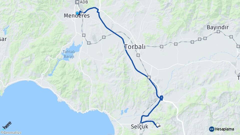 İzmir Menderes Şirince Selçuk Arası Kaç Km - Yol Haritası