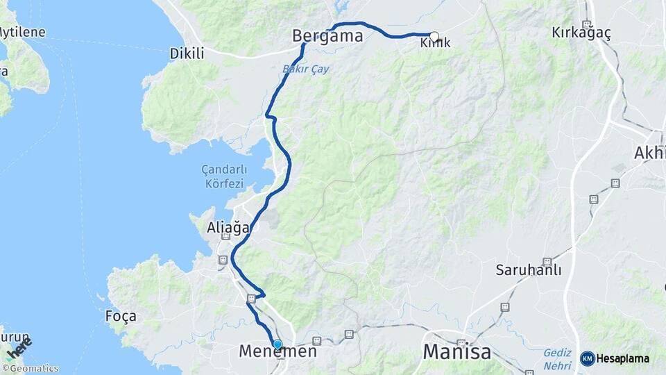 İzmir Menemen Kınık Arası Kaç Km - Yol Haritası