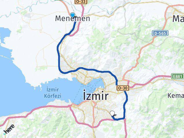 İzmir Menemen Kuruçeşme Buca Arası Kaç Km - Yol Haritası