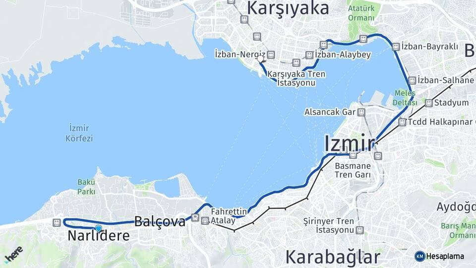 İzmir Narlıdere Bostanlı Karşıyaka Arası Kaç Km - Yol Haritası