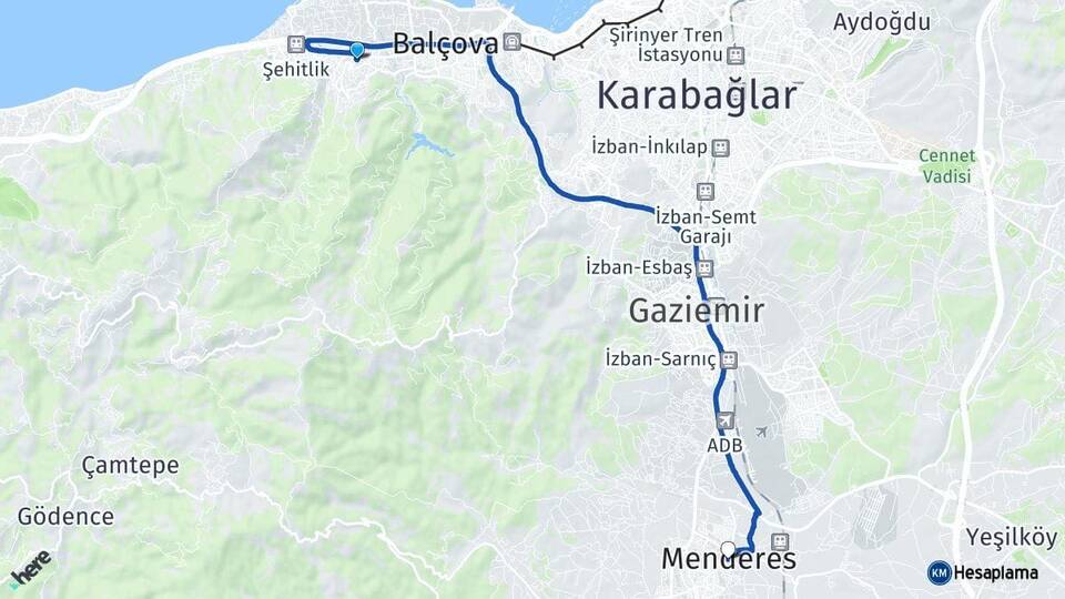 İzmir Narlıdere Menderes Arası Kaç Km - Yol Haritası