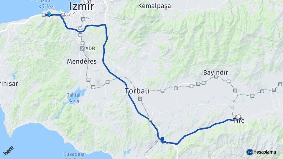 İzmir Narlıdere Tire Arası Kaç Km - Yol Haritası