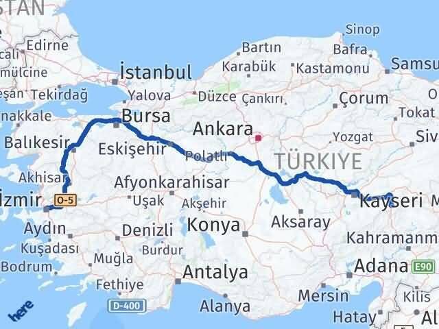 İzmir Sarız Kayseri Arası Kaç Km - Yol Haritası