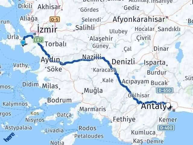 İzmir Seferihisar Aşağıkaraman Konyaaltı Antalya Arası Kaç Km - Yol Haritası