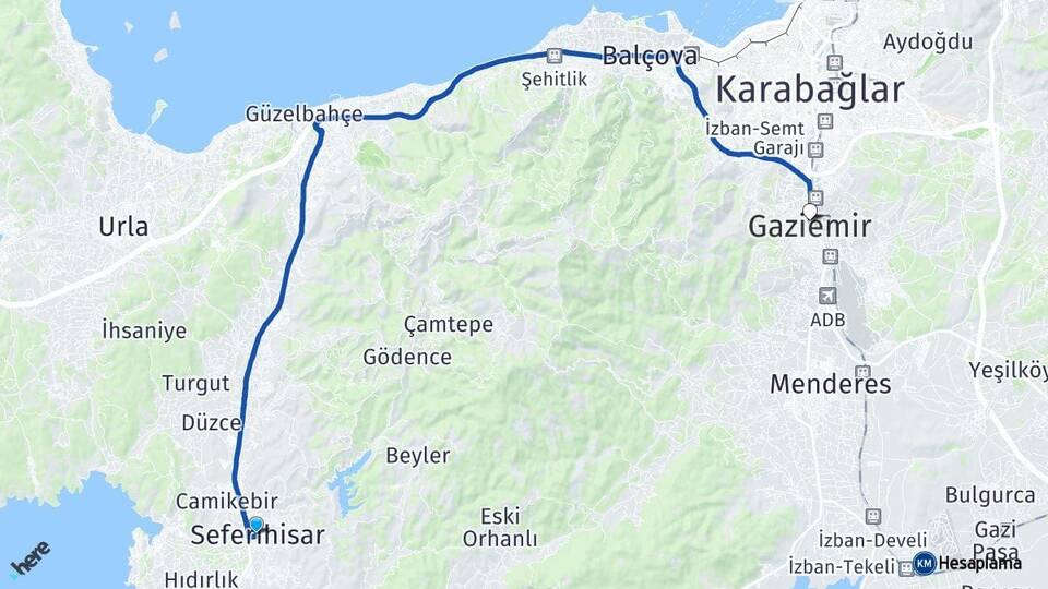 İzmir Seferihisar Gaziemir Arası Kaç Km - Yol Haritası