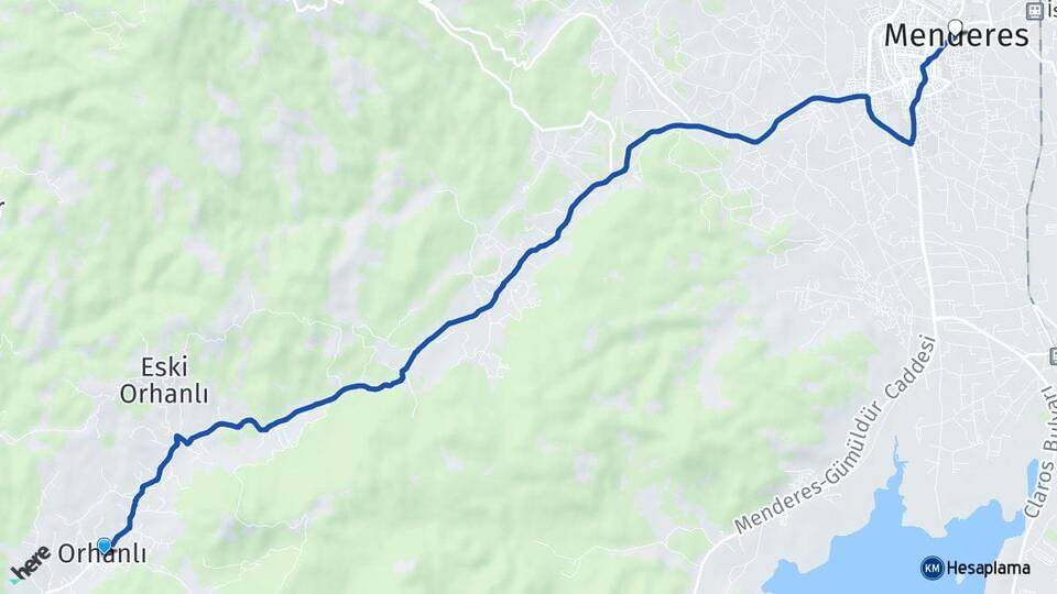 İzmir Seferihisar Orhanlı Menderes Arası Kaç Km - Yol Haritası