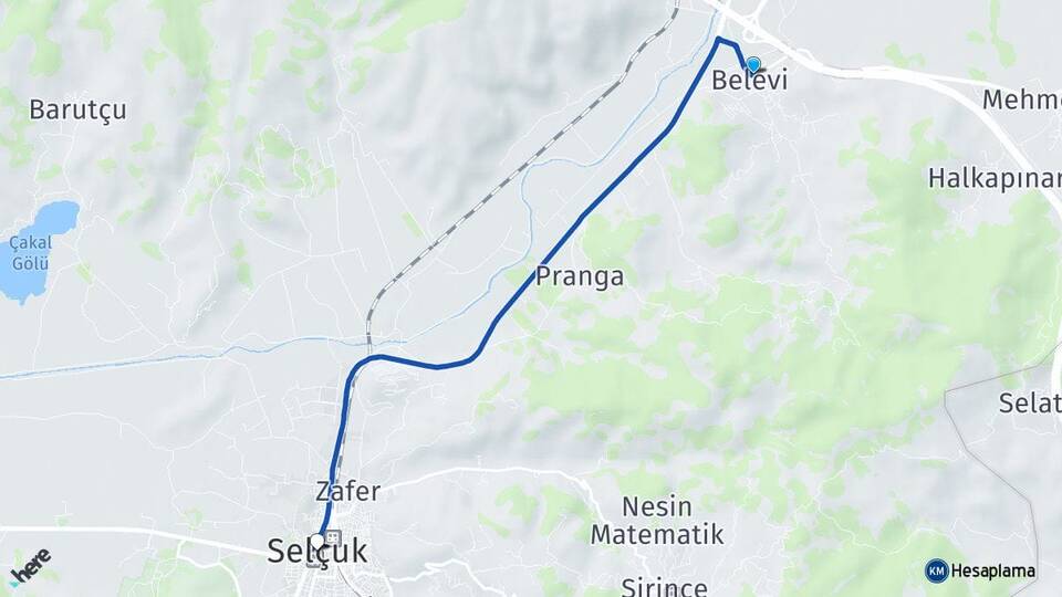 İzmir Selçuk Belevi Selçuk Arası Kaç Km - Yol Haritası